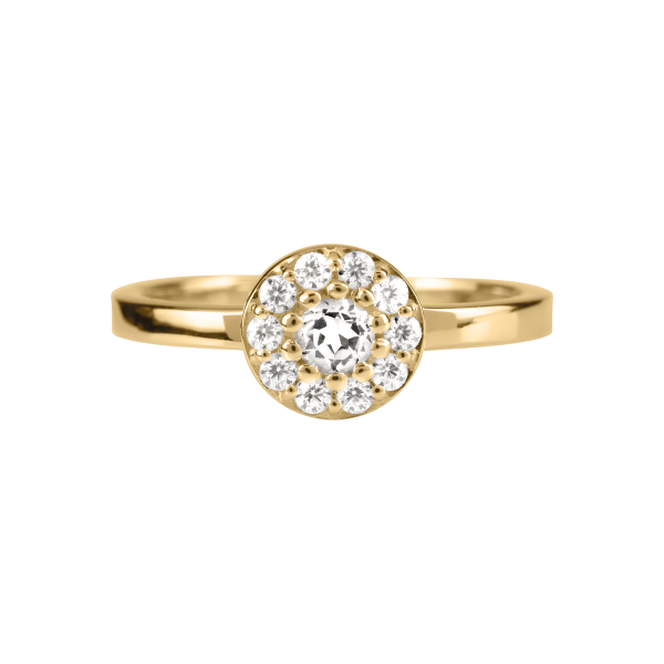 Jacques Lemans SE-R156E54 Damen Ring Gr. 54 Sterlingsilber vergoldet mit White Topaz